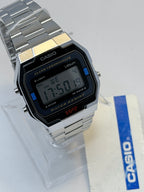 Casio A168W Digital WATCH Alarm Chronograph WR Silver Stainless Steel Bracelet