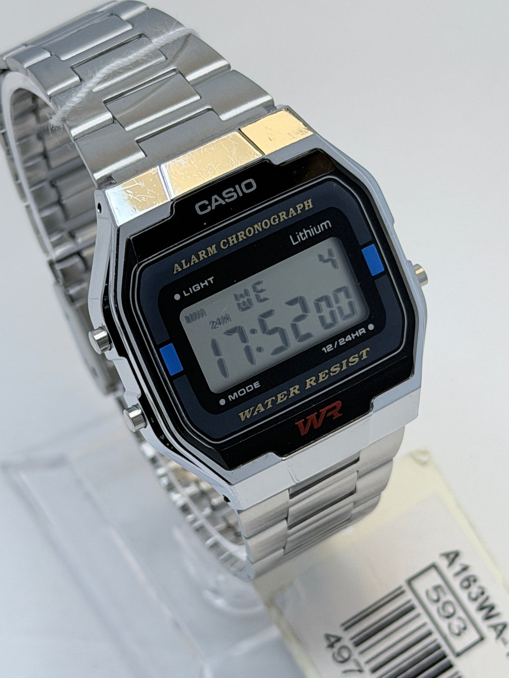 Casio A168W Digital WATCH Alarm Chronograph WR Silver Stainless Steel Bracelet