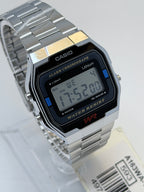 Casio A168W Digital WATCH Alarm Chronograph WR Silver Stainless Steel Bracelet