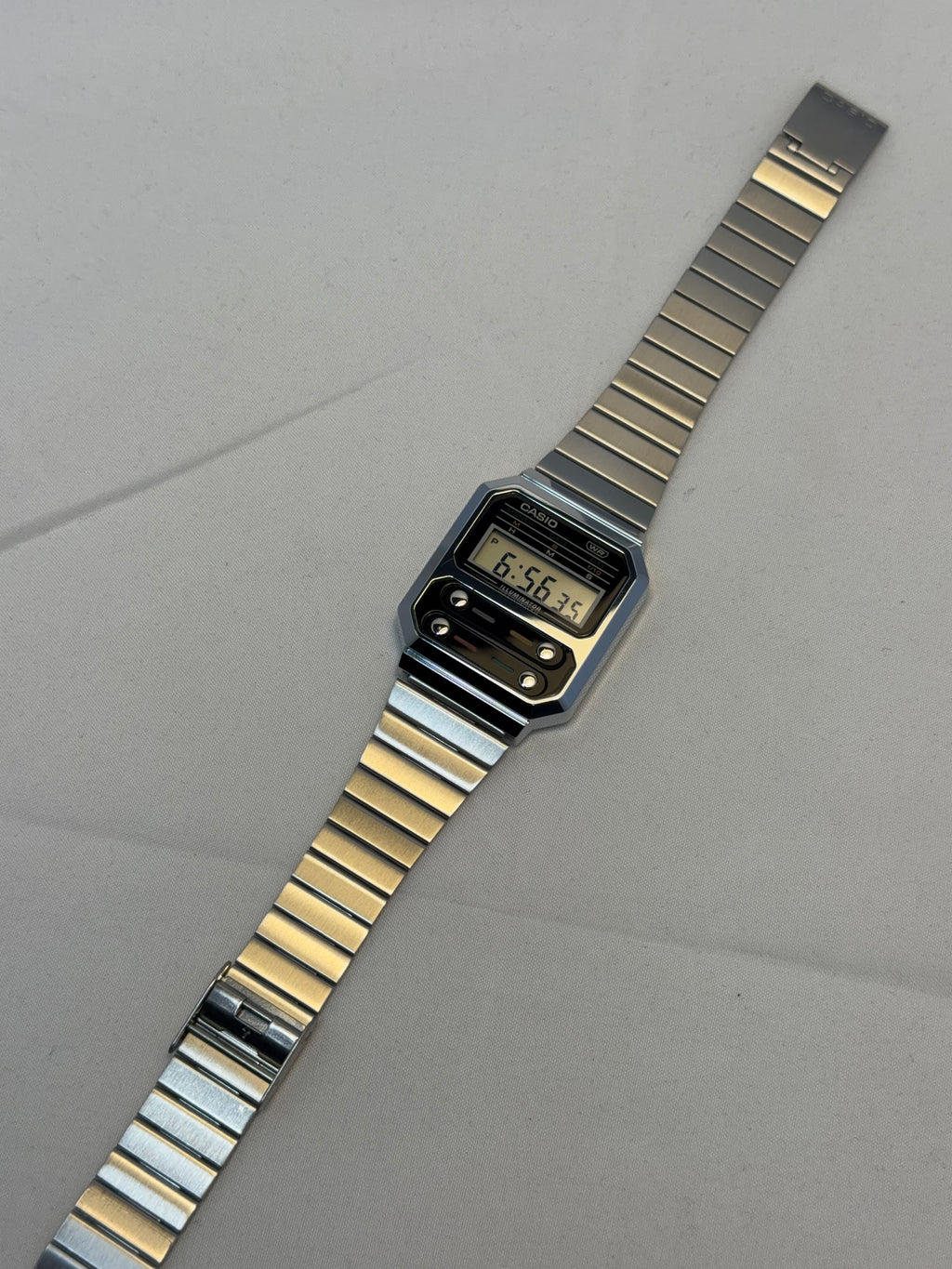 Casio Vintage Digital Stainless Steel A100WE Watch