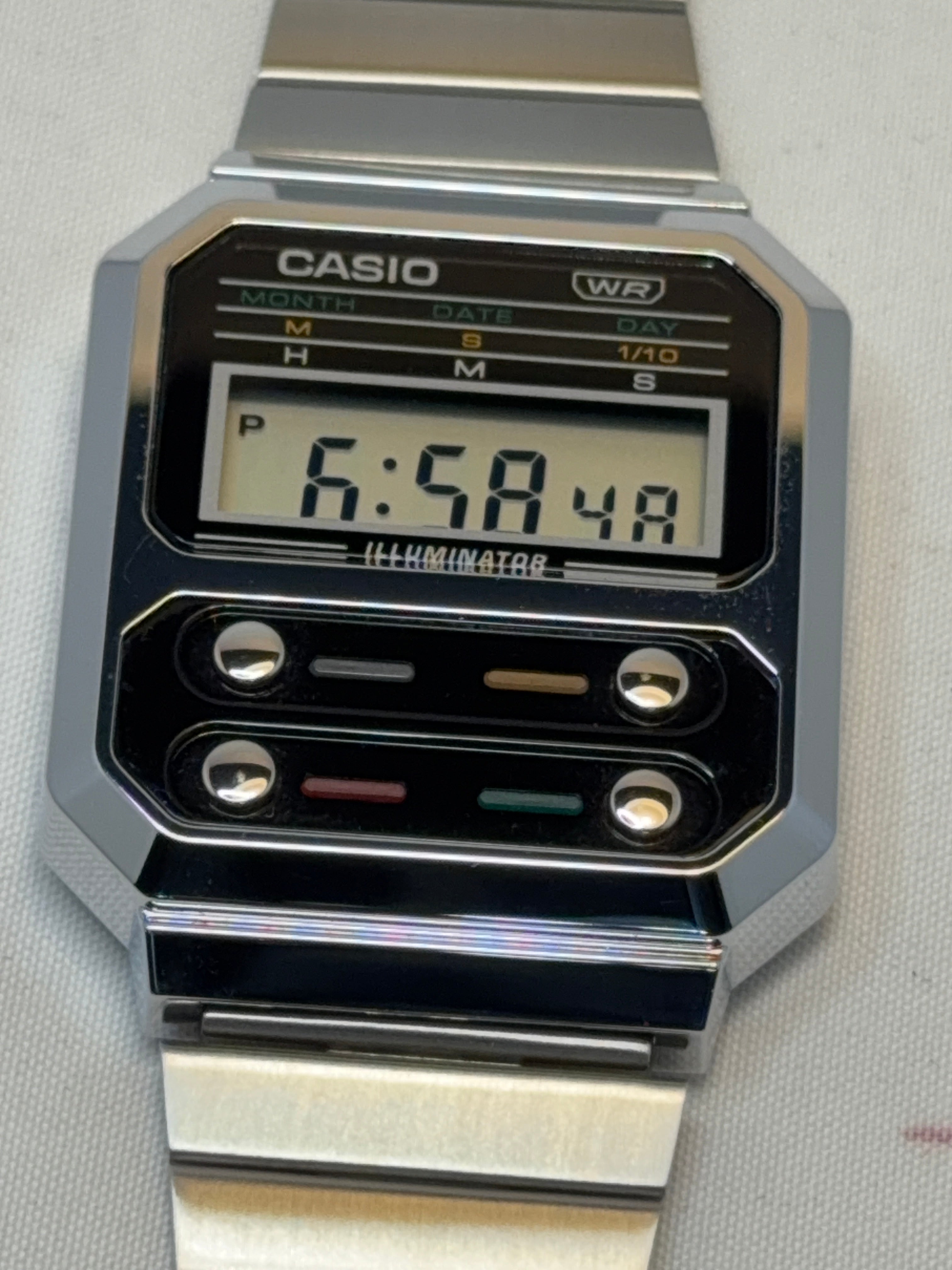 Casio Vintage Digital Stainless Steel A100WE Watch