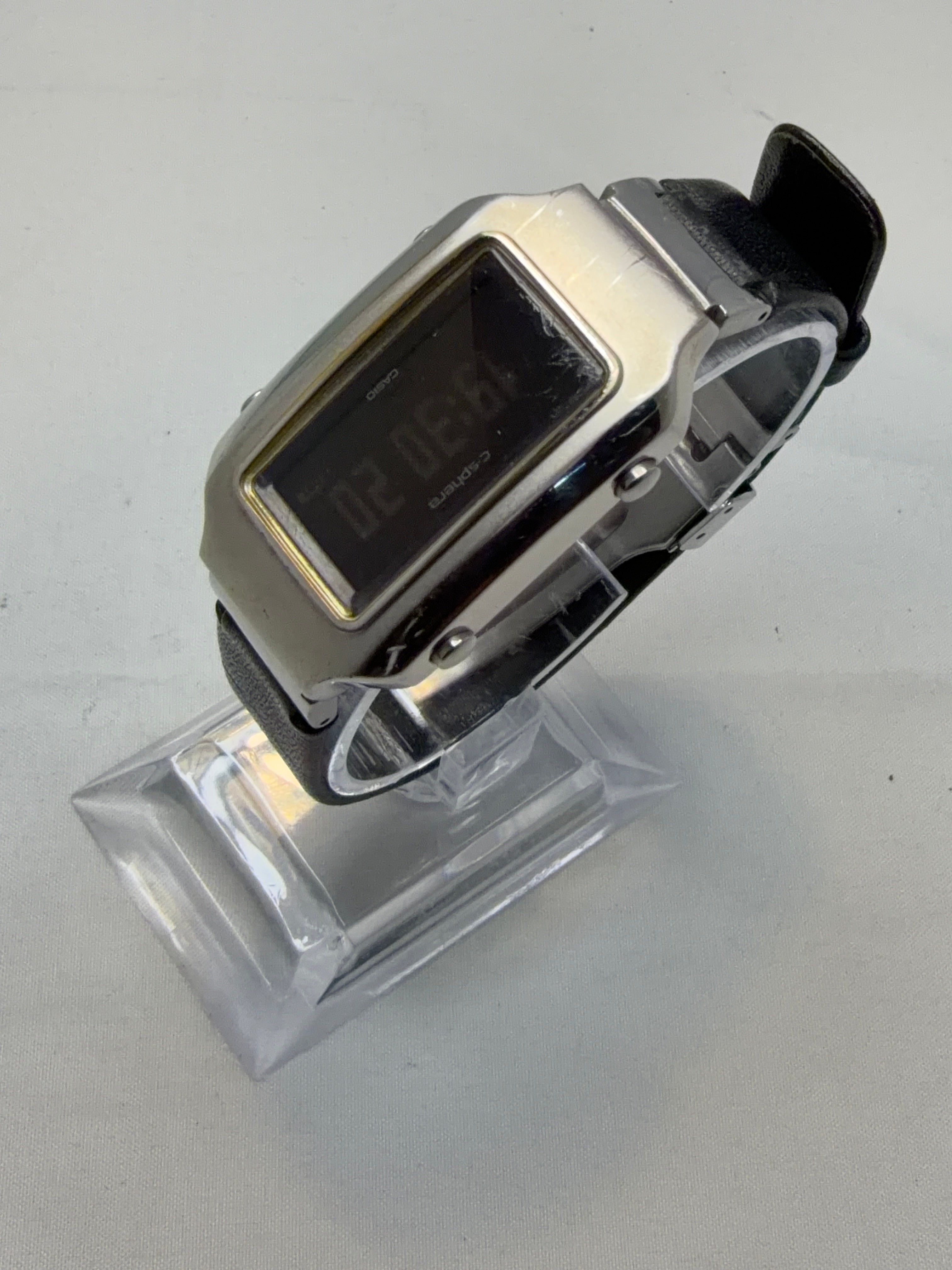 Vintage Casio C-Sphere CSE-002 Watch 1635 Retro Silver Black Rare Japan Import