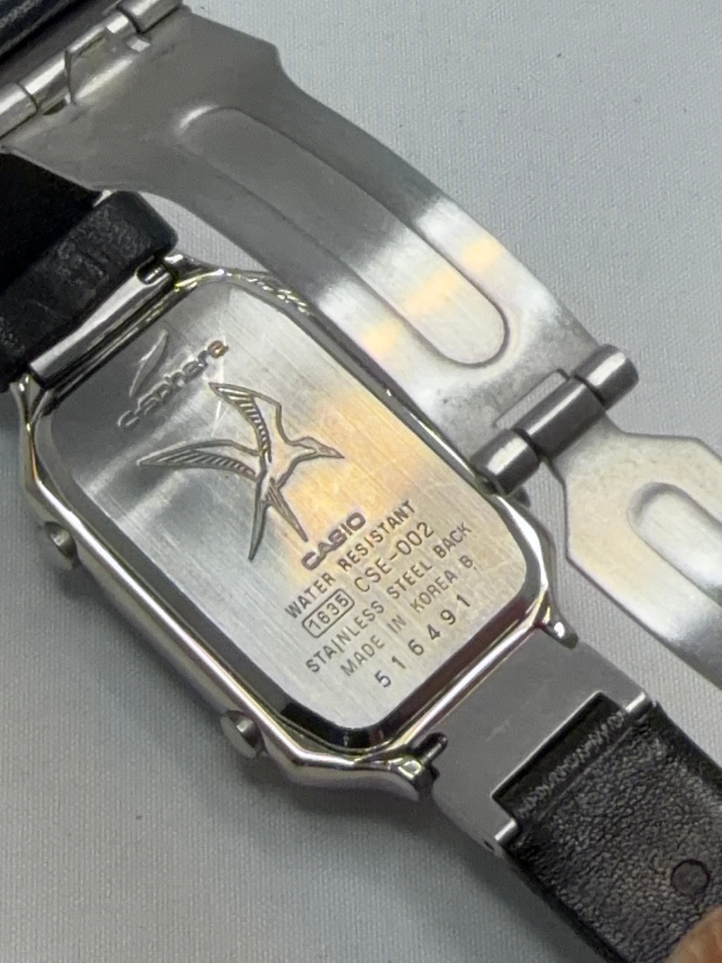 Vintage Casio C-Sphere CSE-002 Watch 1635 Retro Silver Black Rare Japan Import