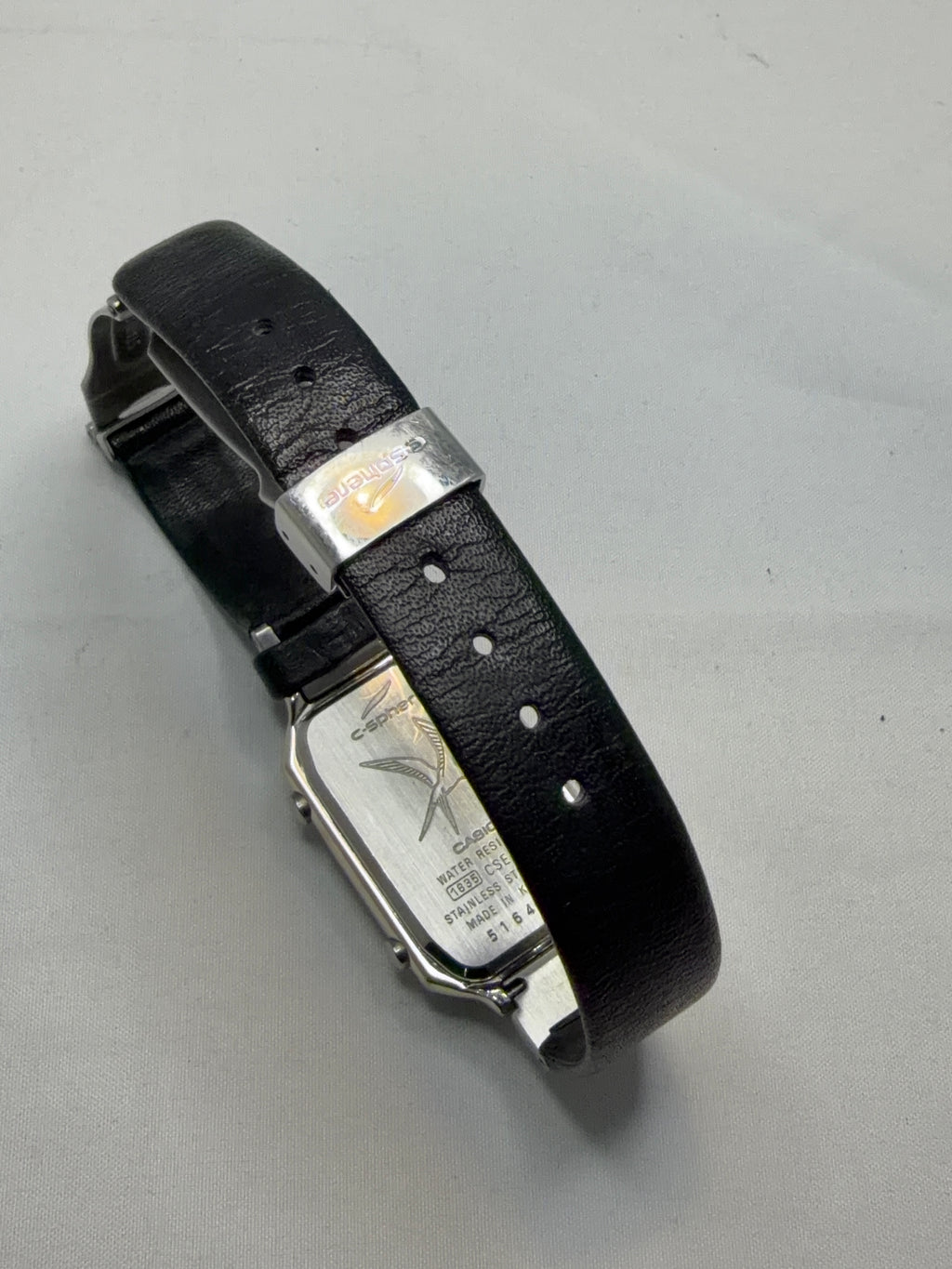 Vintage Casio C-Sphere CSE-002 Watch 1635 Retro Silver Black Rare Japan Import