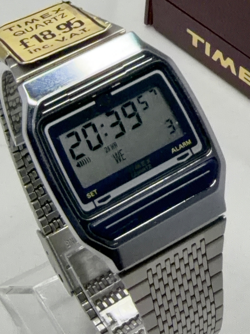 Timex Q quartz digital watch S cell new battery vintage one bar FULL SET