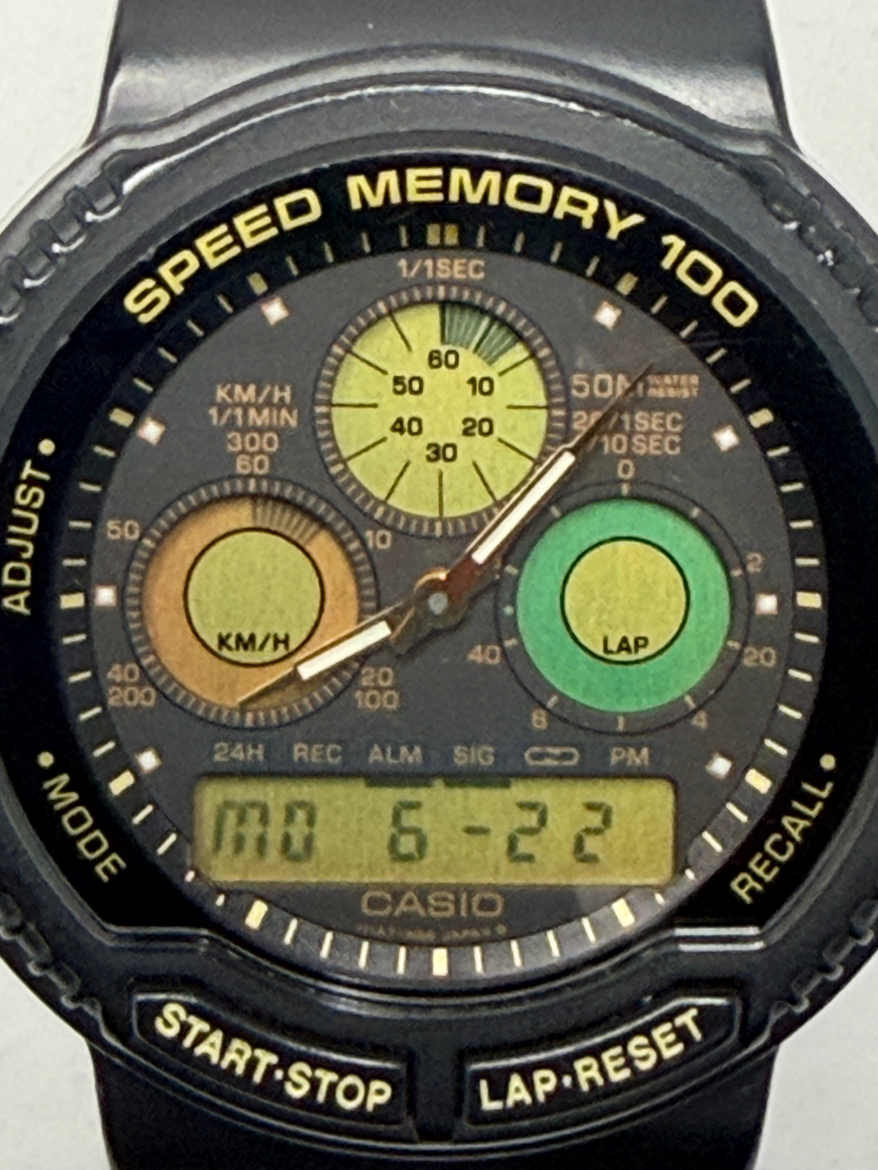 Casio AW-20 is a highly collectible vintage ana-digi released 1989 "Speed Memory 100"