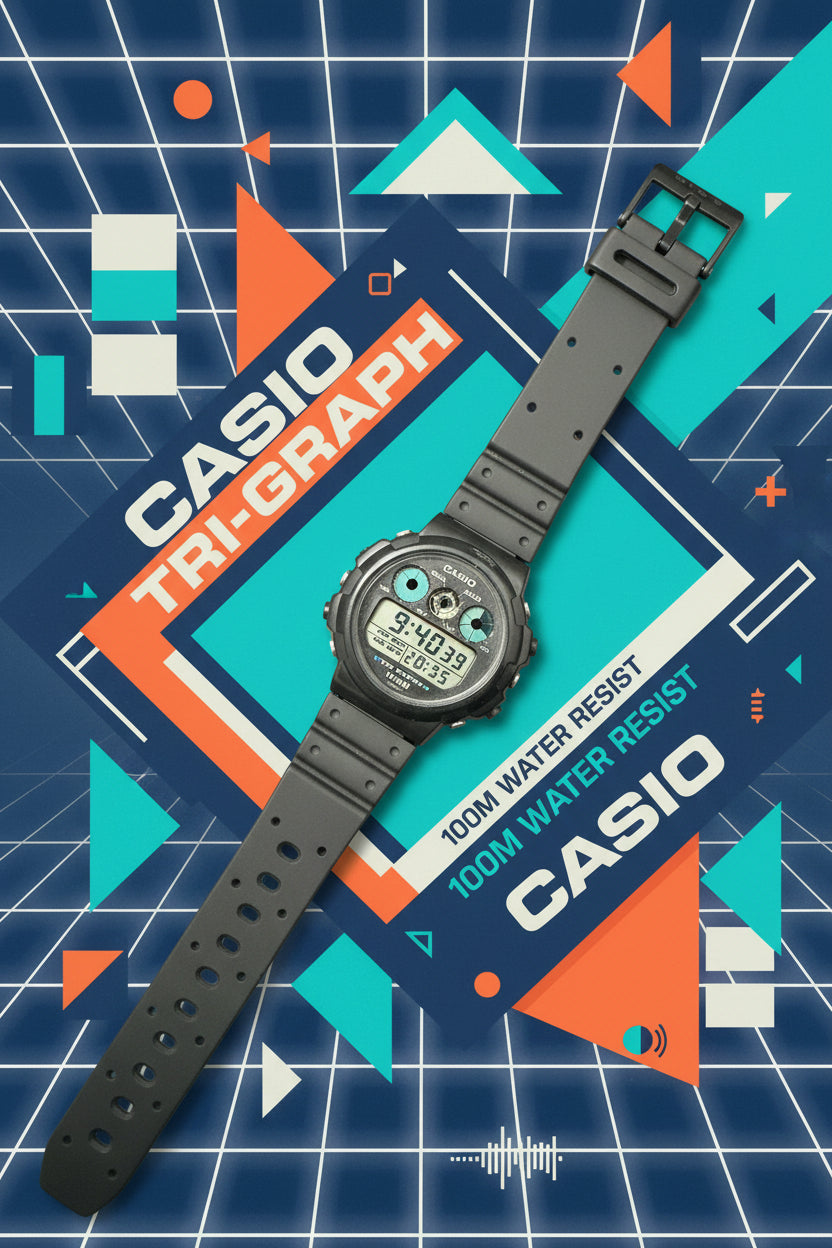 Casio TRI GRAPH Watch and Clock TGW-10 and TGQ-200 Bundle Set