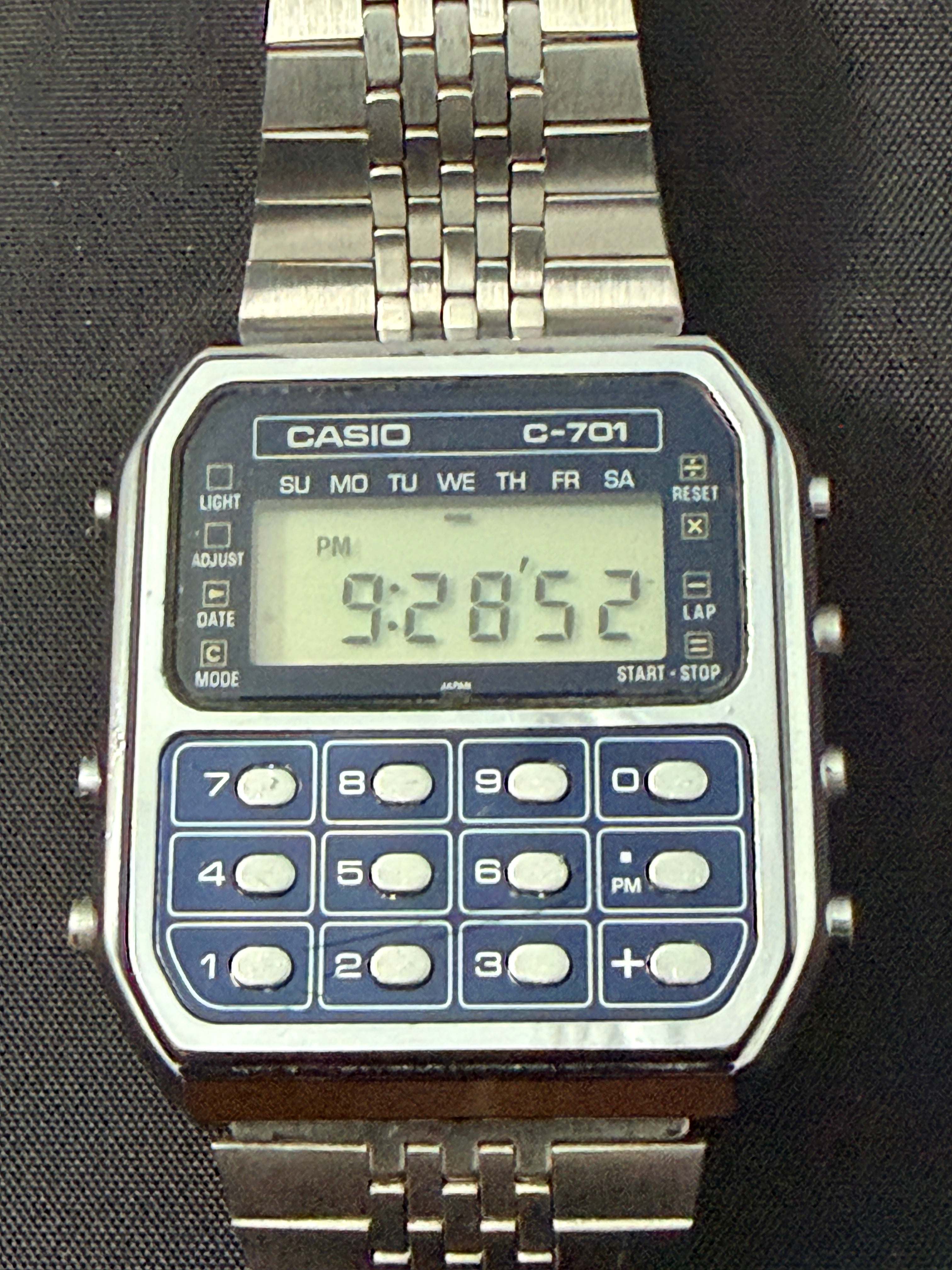 Casio C-701 Blue Calculator Watch from 1980 Japan