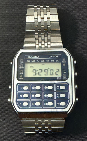 Casio C-701 Blue Calculator Watch from 1980 Japan