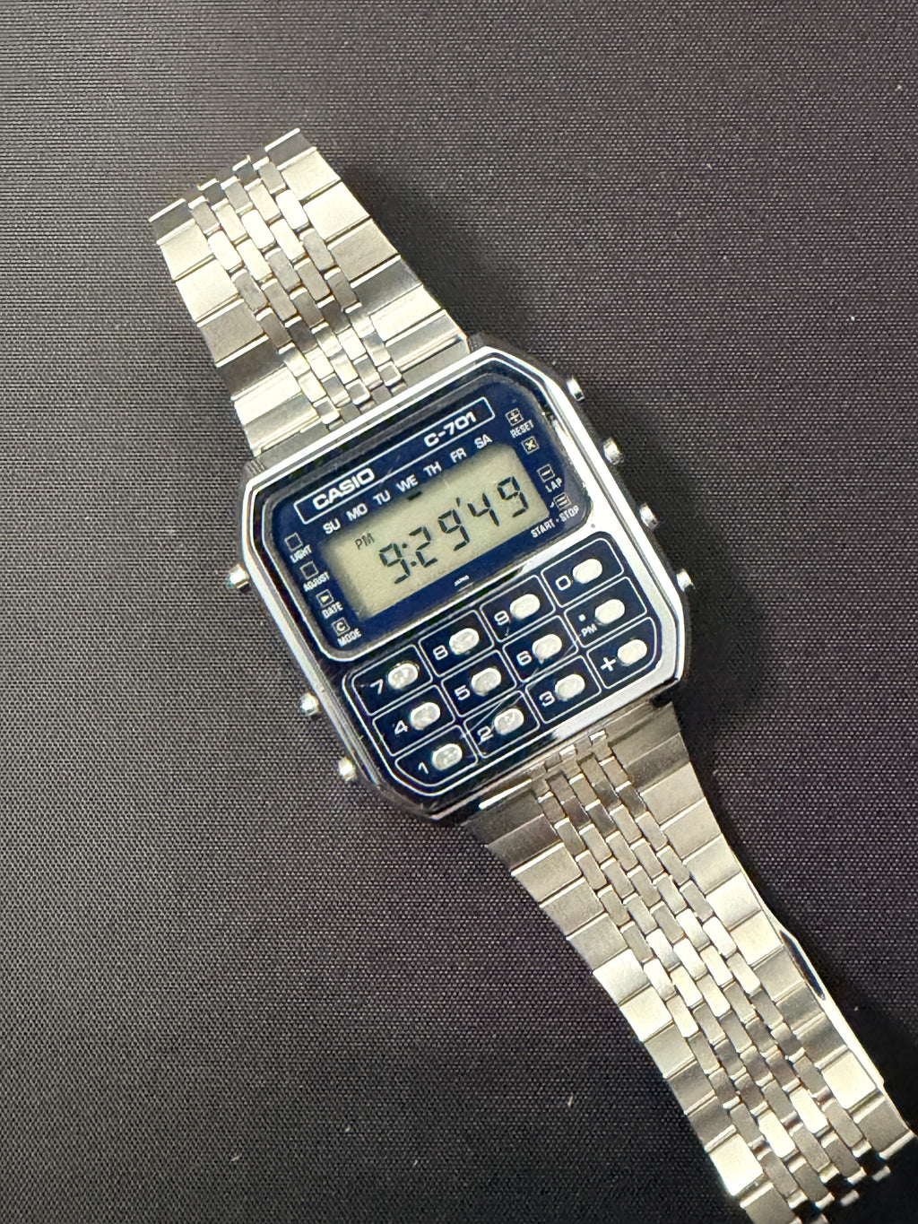 Casio C-701 Blue Calculator Watch from 1980 Japan