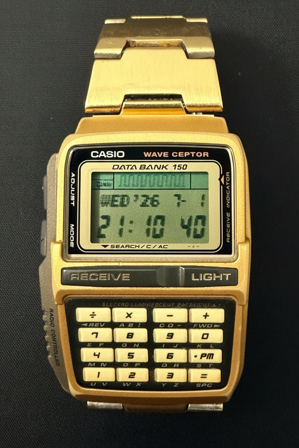 Casio DBC-W151 rare gold vintage 1990s Data Bank Calculator watch