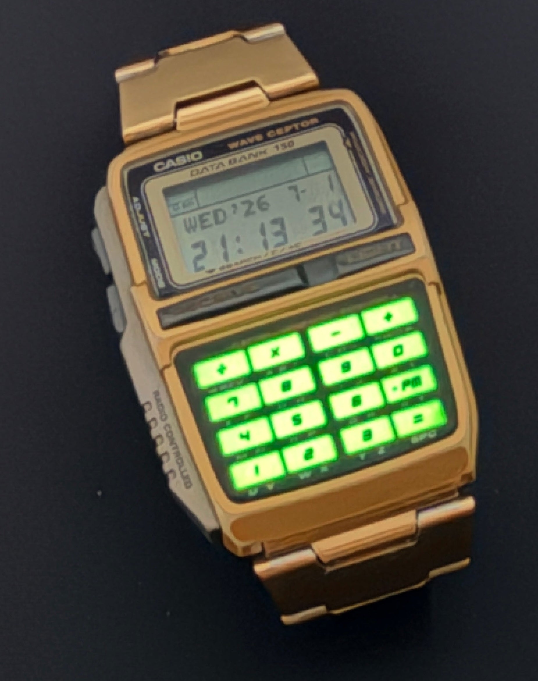 Casio DBC-W151 rare gold vintage 1990s Data Bank Calculator watch