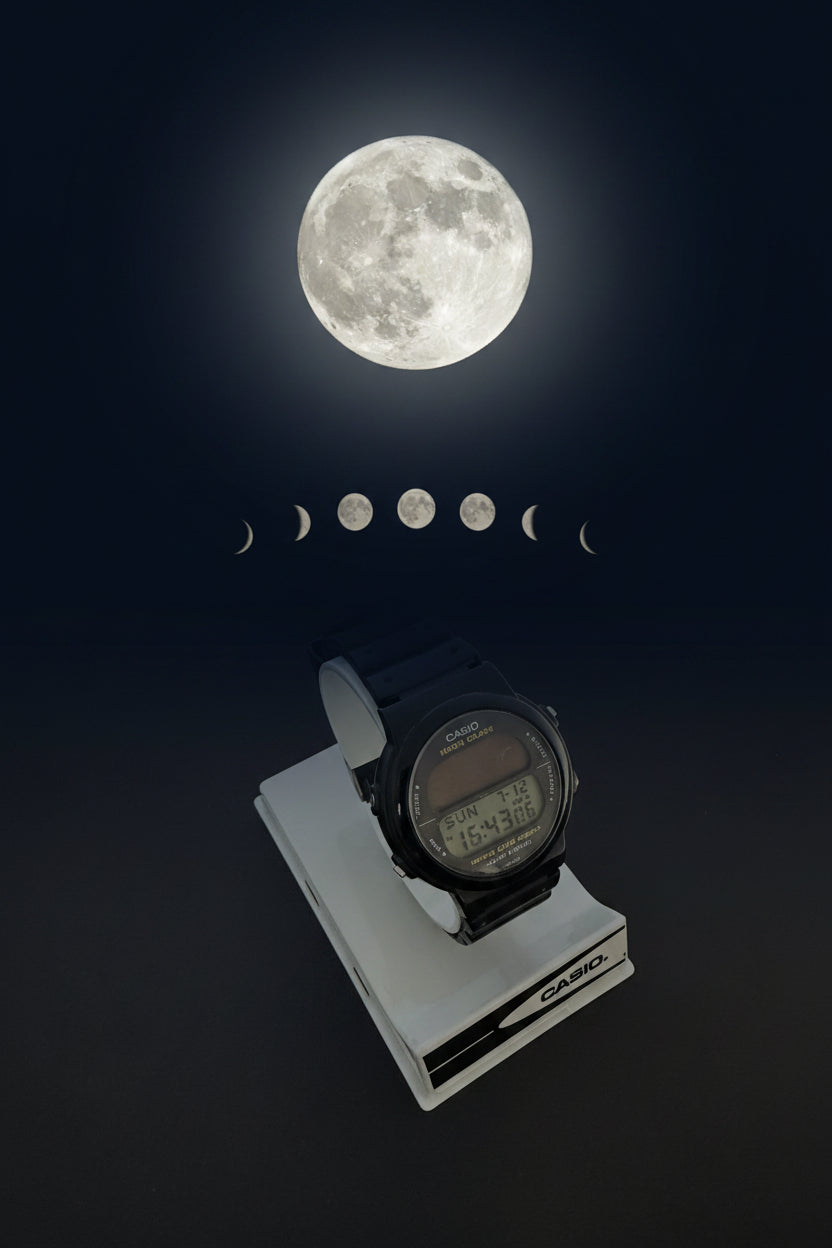 Casio GMW-15 Moon Graph & GMQ-100 Moon Graph Alarm Clock SET Bundle