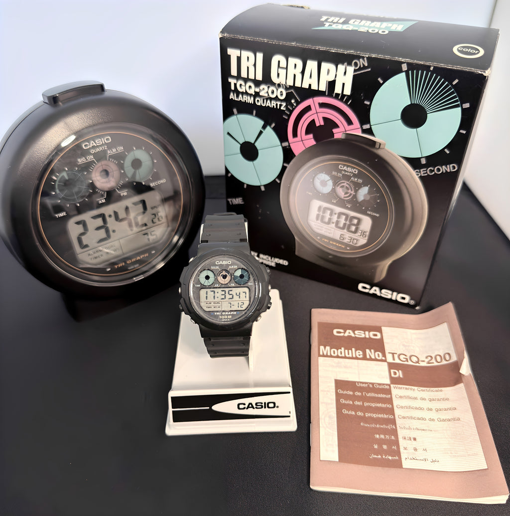 Casio TRI GRAPH Watch and Clock TGW-10 and TGQ-200 Bundle Set