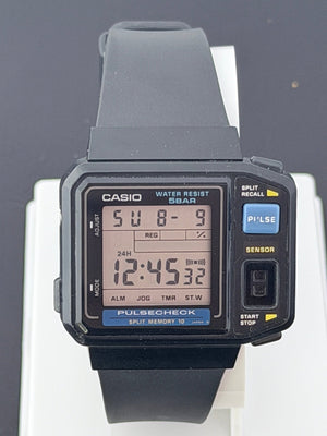 Casio JP-100W "Pulse Check" watch Japan 1987 Blue