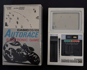 Casio CG-105 handheld LCD game "Auto Race" "Le Bol D'or Moto") Japan 1982