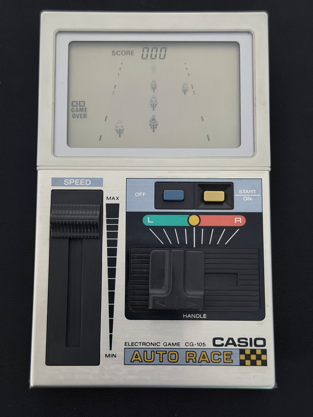 Casio CG-105 handheld LCD game "Auto Race" "Le Bol D'or Moto") Japan 1982 - VINDIGI