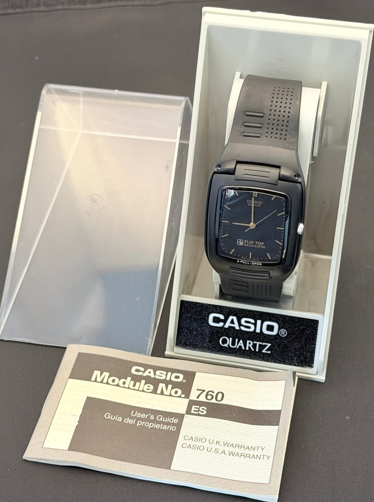 Casio FTP-10 "Flip Top" calculator watch Japan 1990 FULL SET - VINDIGI