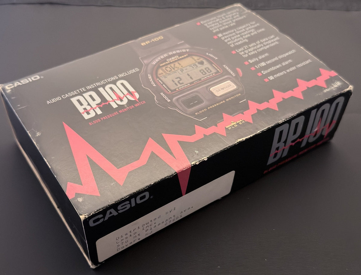 Casio BP-100 Yellow FULL SET NOS blood pressure watch Japan 1990 - VINDIGI