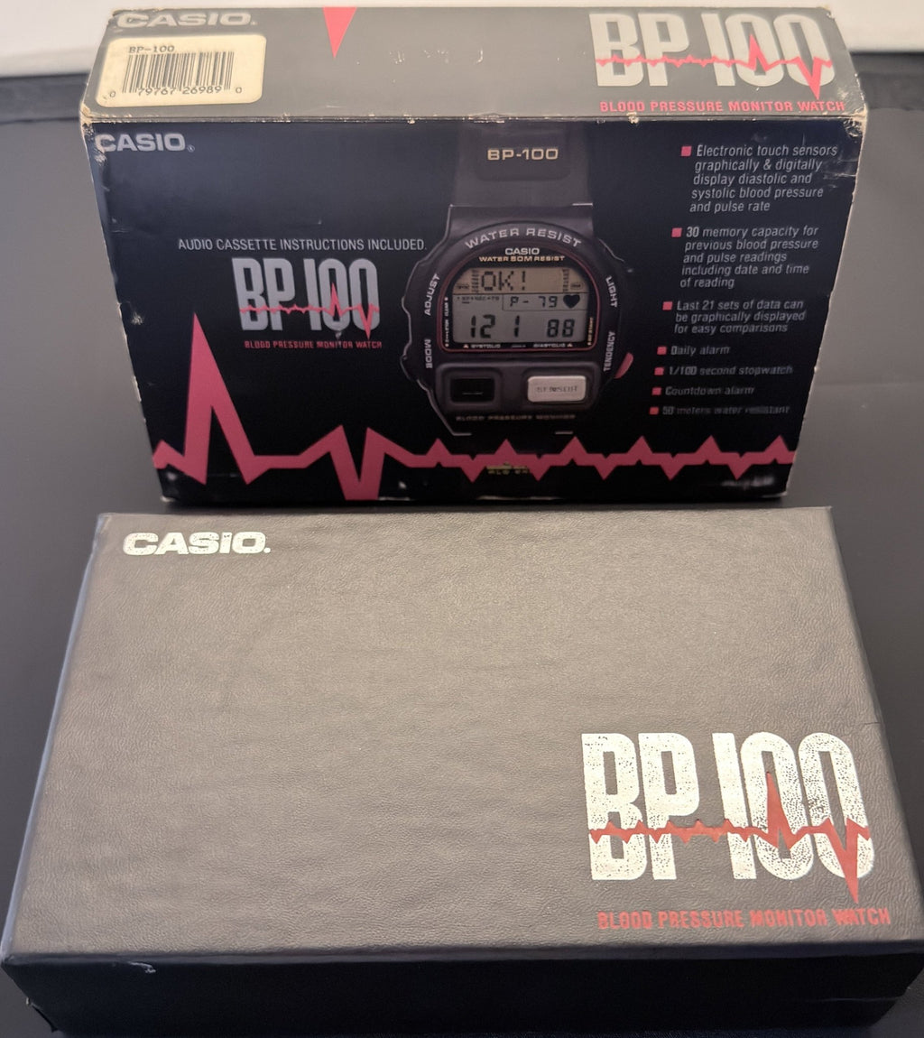Casio BP-100 Yellow FULL SET NOS blood pressure watch Japan 1990 - VINDIGI