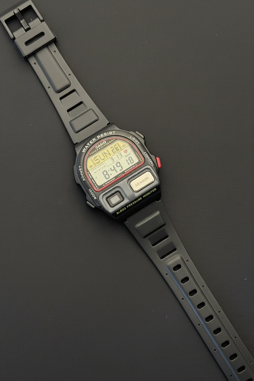 Casio BP-100 blood pressure watch Japan 1991 - VINDIGI